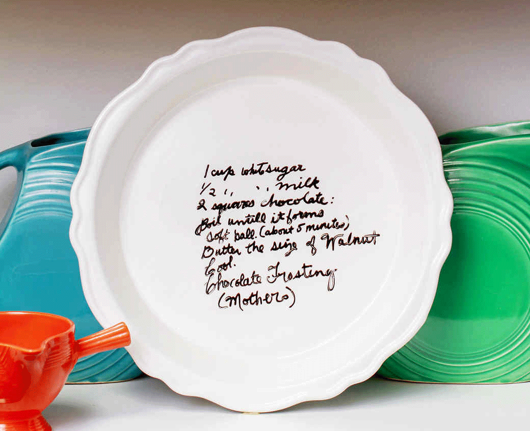 Handwritten Recipe on a Pie Plate Enterprise